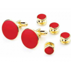 Red Stone Tuxedo Studs and Cufflinks